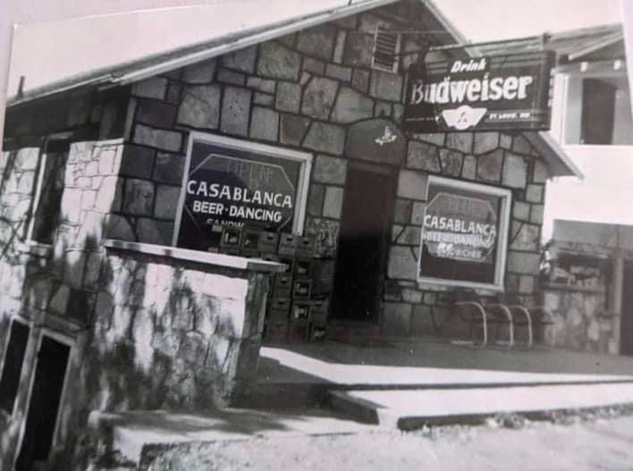 Historic black-and-white photograph of the original Casablanca Beer and Dancing building on the Bagnell Dam Strip
